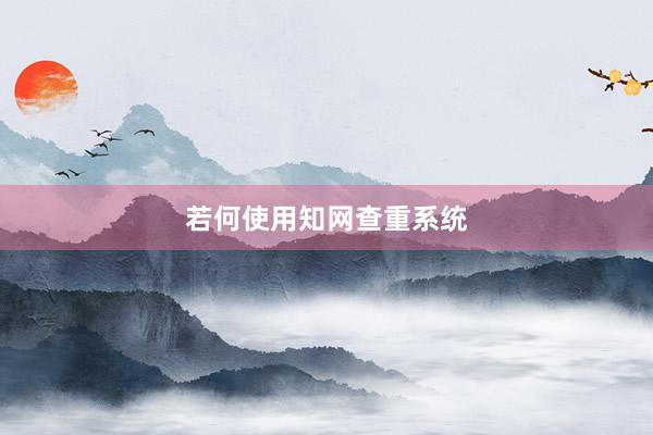 若何使用知网查重系统