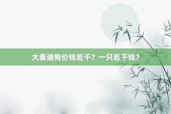 大泰迪狗价钱若干？一只若干钱？